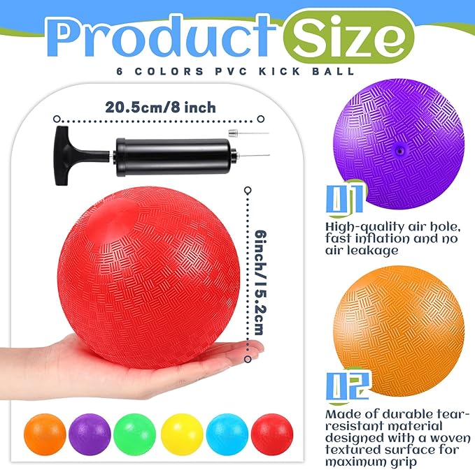 Hiboom 12 Pcs Dodgeball Set with Bases Playground 6 Bouncing 5 Rubber 1 Ball