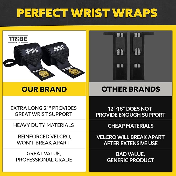 Heavy Duty Wrist Wraps and Lifting Straps - 21" Wrist Wraps for Weightlifting Men and 24" Wrist Straps for Weightlifting with Silicone Grip and Padding - Weight Lifting Wrist Wraps and Deadlift Straps