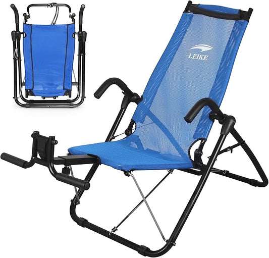 leikefitness Ab Exercise Chair Core Strengthening Lightweight Foldable AB3900(Blue)