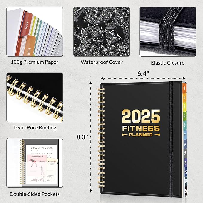 2025 Fitness Workout Journal Planner for Women & Men 2025 - 2025 Exercise 6.4" x 8.3" Fitness