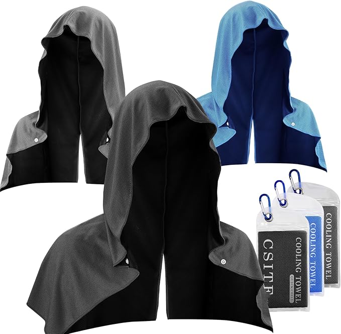 3 Pack Cooling Hoodie Towels for Neck and Face 50 Sun