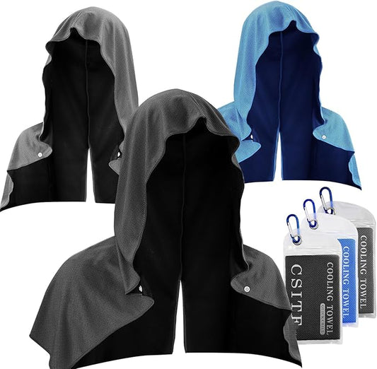 3 Pack Cooling Hoodie Towels for Neck and Face 50 Sun