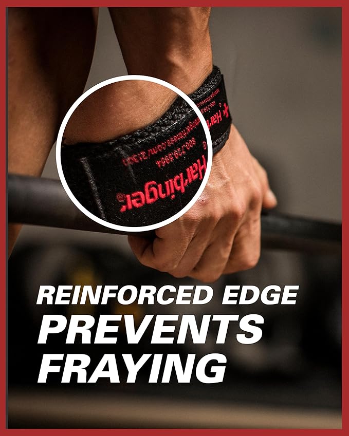 Harbinger Padded Cotton Lift Straps - Soft, Supportive Neotek Wrist Pads - 21.5" Length, 1.5" Width - Reinforced Edges & Heavy-duty Stitching - Cushions Wrists for Lifting Support