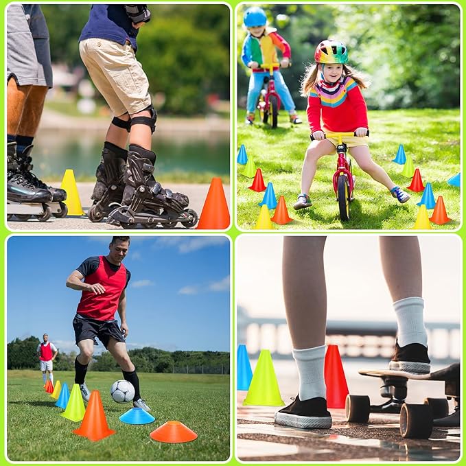 Hiboom 50 Pack Cones Sports Training Set 30 Pcs 7 Inch 20 Pcs