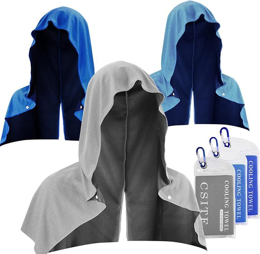 3 Pack Cooling Hoodie Towels for Neck and Face 50 Sun