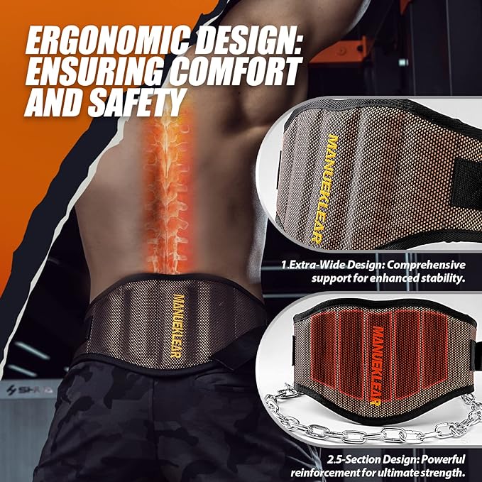 MANUEKLEAR Dip Belt for Weight Lifting 2 IN 1 Weight