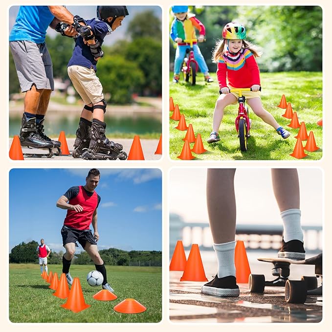 Hiboom 50 Pack Cones Sports Training Set 30 Pcs 7 Inch 20 Pcs