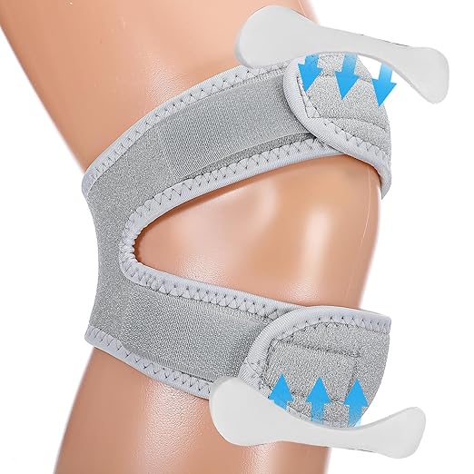 Meniscus Knee Brace for Women, Nylon & Eva Foam Knee Stabilizer, Soft Meniscus Tear Knee Support Strap, Adjustable Knee Brace Patella Stabilizer, Patella Bands Basketball for Men Pain Relief (Gray)