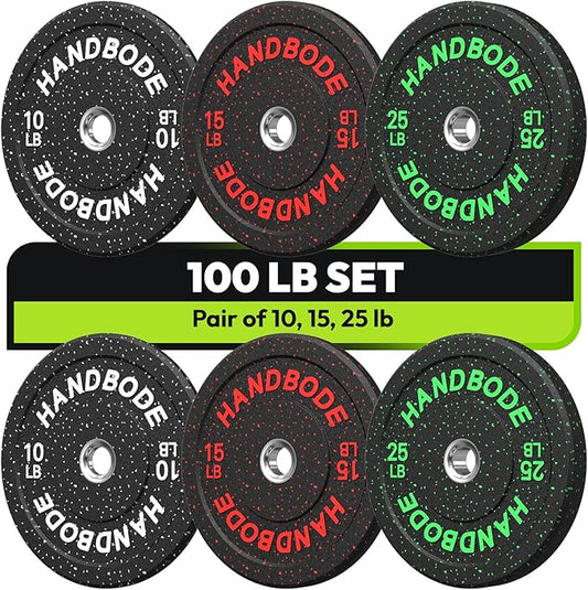 2-Inch Bumper Plates High Bounce, Olympic Weight Plate Set 45/100/160/190/260/300lb, Barbell Weight Plates Set for Home Gym, Colored Weights Rubber Strength Training Plate for Weight Lifting