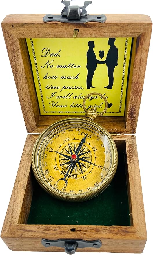 MADSNIIB Engraved Compass with Wooden Box