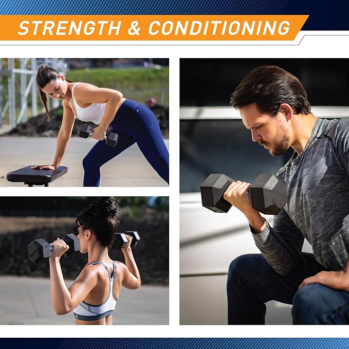 Marcy Rubber Hex Dumbbell - Available for 25lb - 50lb