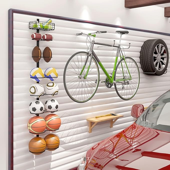 8 Tier Detachable Wall Mounted Basketball Rack DIY1/2/3/4 Soccer