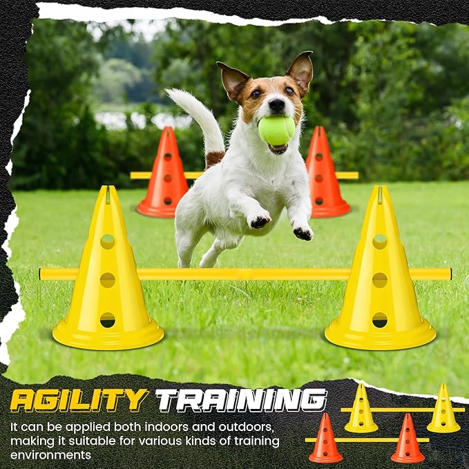 6 Sets Dog Agility Hurdle Cone Set Include 12 Agility 6 Agility