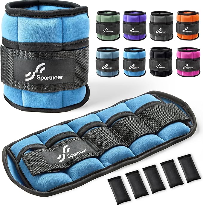 Sportneer Adjustable Ankle Wrist Weights for Men Women Kids 2 lbs 1 Pair 4 lbs