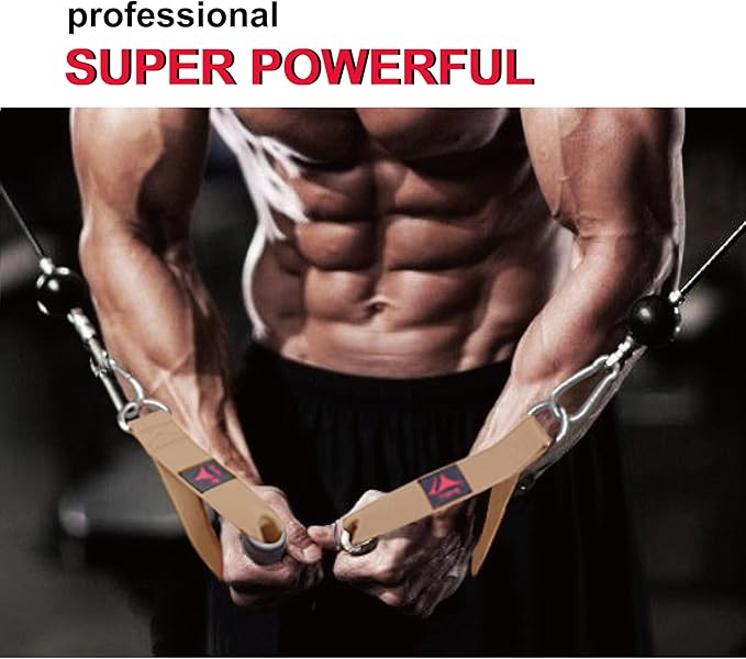 Heavy Duty Gym Exercise Handles Attachment for Cable Machine,Resistance Band,Pulley System Home Fitness Workout Equipment, with Elastic Rubber Grip and 2 Large Carabiners