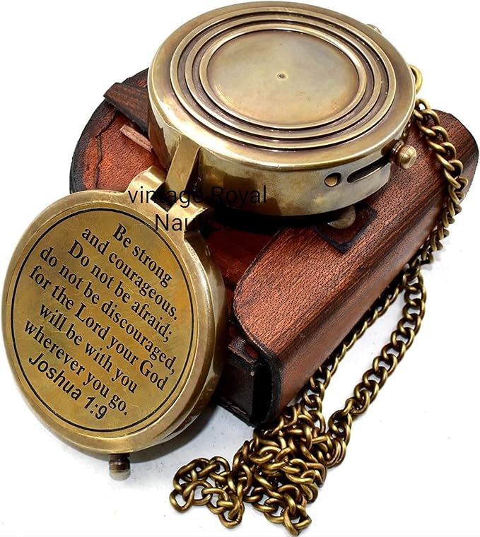 AASIYA Brass Nautical Portable Pocket Compass with Chain