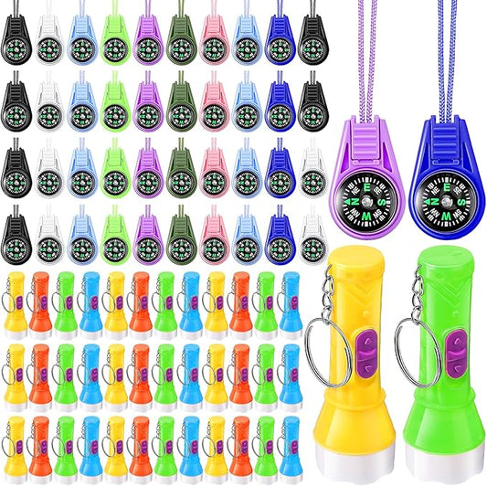 Macarrie Kids Compass Mini Survival Compass Mini Flashlight