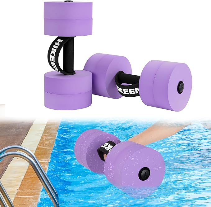 Hikeen Aquatic Exercise Dumbbells Water Dumbbell Pool Resistance Aquatic Fitness Barbells with 4 High-Density EVA Foam Pool Weights Dumbbells, for Water Aerobics Weight Loss