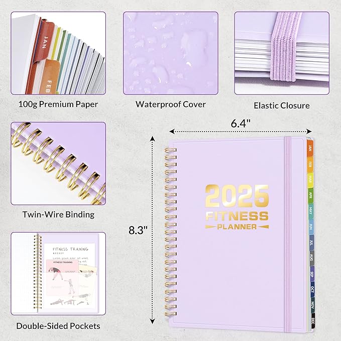 2025 Fitness Workout Journal Planner for Women & Men 2025 - 2025 Exercise 6.4" x 8.3" Fitness