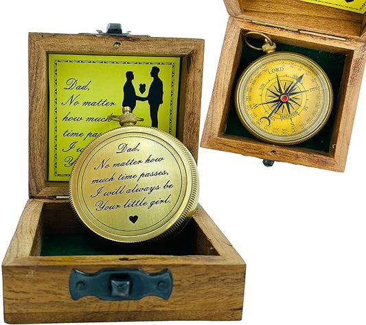 MADSNIIB Engraved Compass with Wooden Box