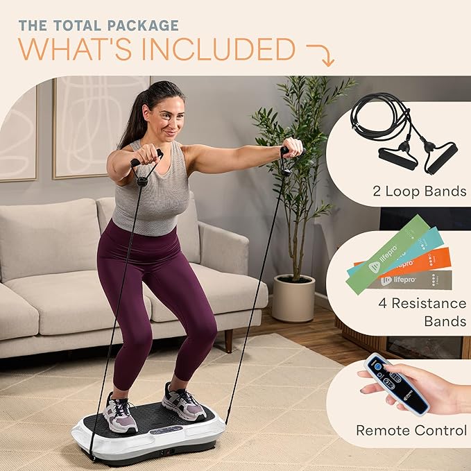 Lifepro Waver Vibration Plate Exercise Machine – High-Intensity Vibration for Muscle Activation, Full-Body Workout Vibrating Platform with Loop Bands, Fitness Equipment for Strength Toning & Fat Loss