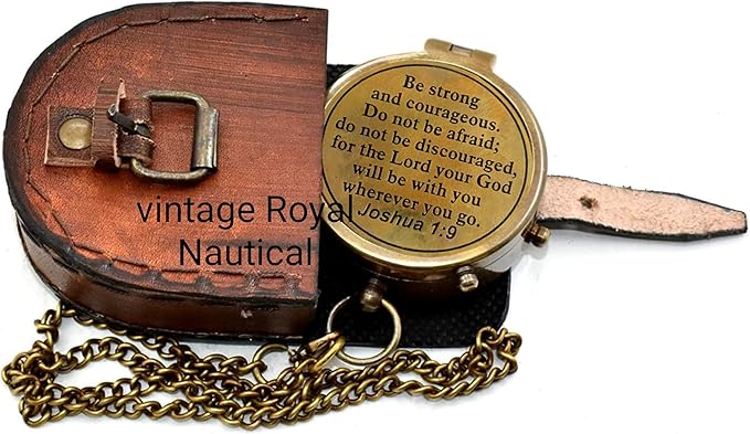 AASIYA Brass Nautical Portable Pocket Compass with Chain