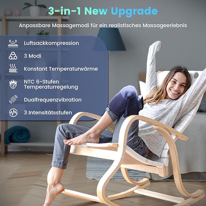 3 in 1 Knee Massager with Heat, Massager, Vibratory, Heating Pad for Knee with 6 Heat Levels & 3 Vibration Modes & 3 Massage Modes, Heated Knee Brace for Pain Relief, Arthritis, Meniscus Tear