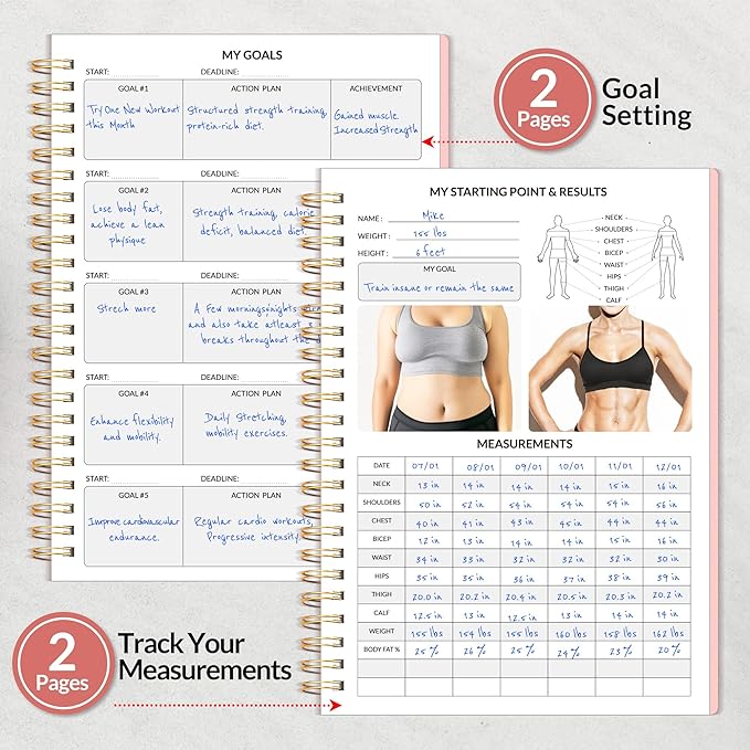 2025 Fitness Workout Journal Planner for Women & Men 2025 - 2025 Exercise 6.4" x 8.3" Fitness