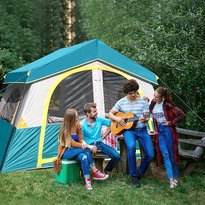 HIKERGARDEN 8 Person Camping Tent - Portable Family Traveling-12'x9'x80in(H)