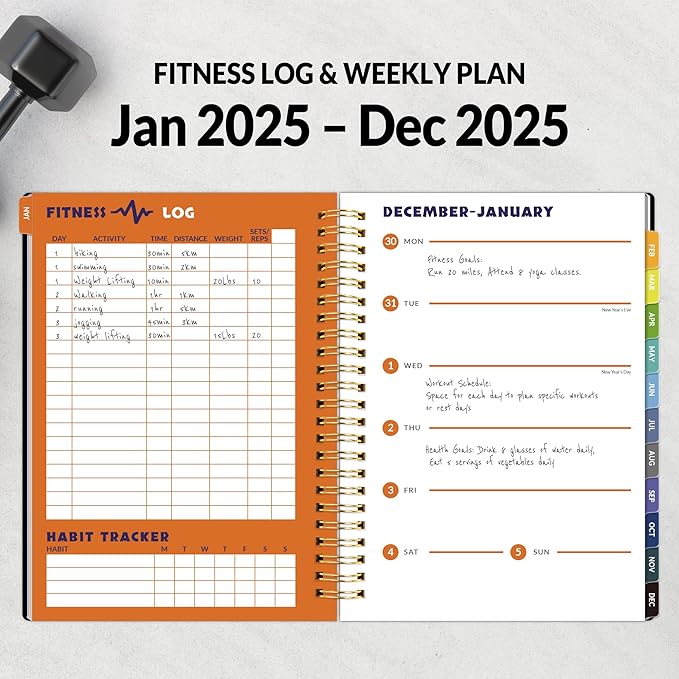 2025 Fitness Workout Journal Planner for Women & Men 2025 - 2025 Exercise 6.4" x 8.3" Fitness