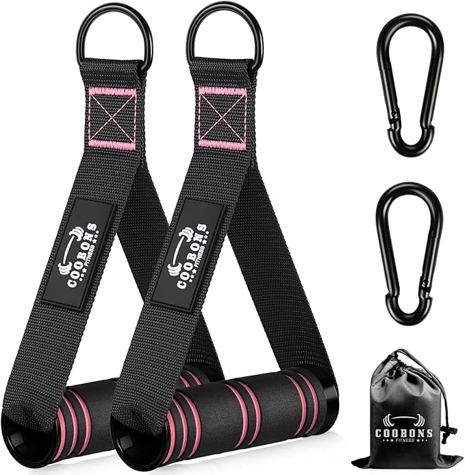 Heavy Duty Exercise Handles, Gym Handles for Cable Machine Attachment, Grip Gym Equipment, Resistance Bands, and Weight Lifting (Set of 2)