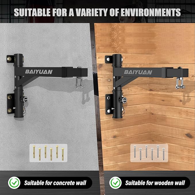 Heavy Bag Hanger - Wall Mount Punching Bag Hanger, Adjustable Heavy-Duty Boxing Bag Wall Bracket, Punching Bag Mount Stand for Home or Gym, for Kickboxing Bag, Muay Thai Bag,Etc (Supports up to 800Ib)