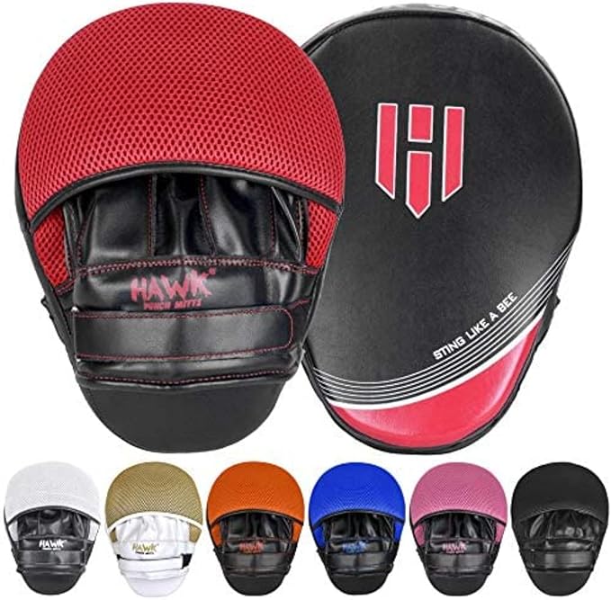 Hawk Sports Punching Mitts for Men, Women, & Kids, Leather Focus Mitts for Martial Arts & Boxing Training, Curved Punch Mitts for Karate, Kickboxing, Krav MAGA, Muay Thai & Taekwondo
