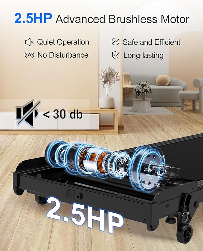 Lichico Walking Pad Under Desk Treadmill，Portable Small Treadmills for Home and Office，Super Quiet Brushless Motorized Walking Jogging Running Machine with Remote Control