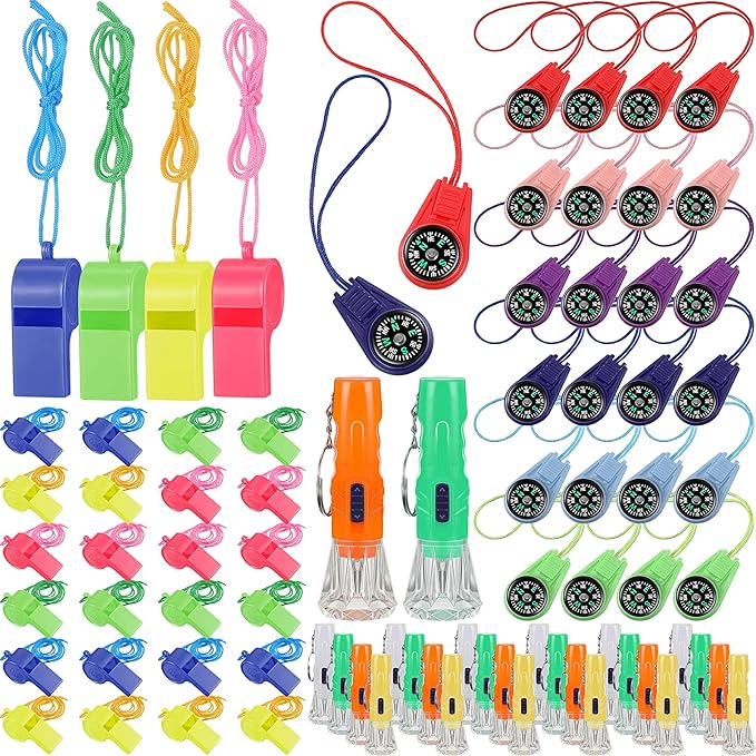 72 Pcs Camping Party Favors 24 Kids Compass 24 Mini 24 Neon