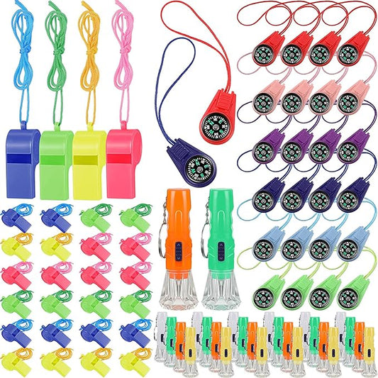 72 Pcs Camping Party Favors 24 Kids Compass 24 Mini 24 Neon