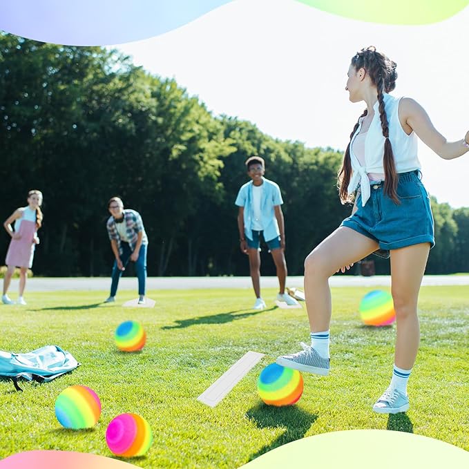 Hiboom 12 Pcs Dodgeball Set with Bases Playground 6 Bouncing 5 Rubber 1 Ball