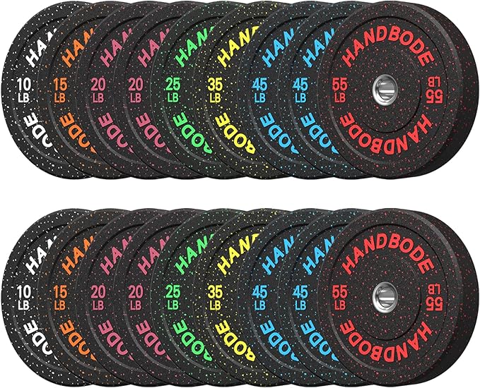 2-Inch Bumper Plates High Bounce, Olympic Weight Plate Set 45/100/160/190/260/300lb, Barbell Weight Plates Set for Home Gym, Colored Weights Rubber Strength Training Plate for Weight Lifting