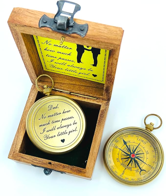 MADSNIIB Engraved Compass with Wooden Box