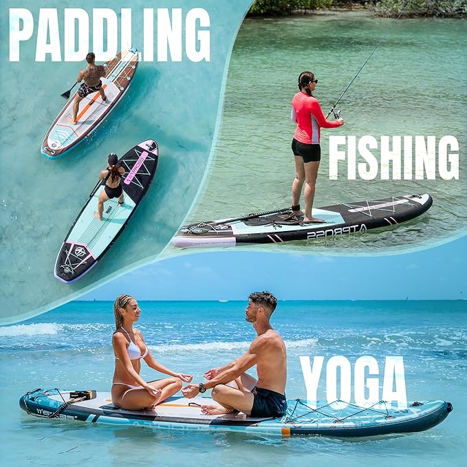 11'6"x35" Inflatable Paddle Board, 450lbs Extra Wide Stand Up Paddleboard for Adults with Premium SUP Accessories Kit & Backpack, Blow Up Kayak Non-Slip Stable Deck Boat for Yoga Fishing Surf