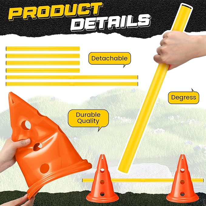 6 Sets Dog Agility Hurdle Cone Set Include 12 Agility 6 Agility