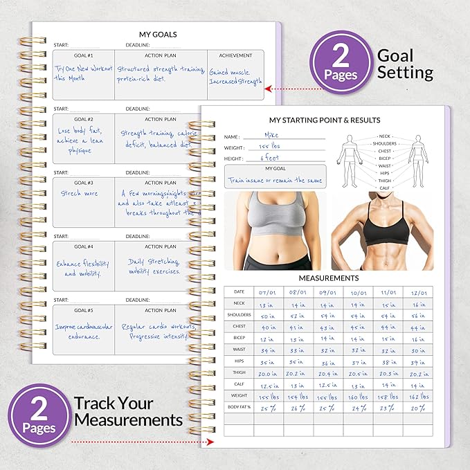2025 Fitness Workout Journal Planner for Women & Men 2025 - 2025 Exercise 6.4" x 8.3" Fitness