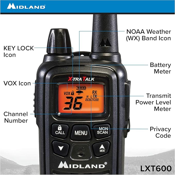 Midland LXT600VP3 36 Channel FRS Two-Way Radio - 30 Mile 12)