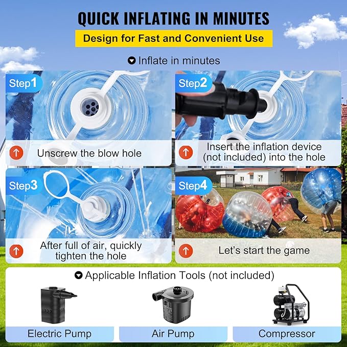 Happybuy Bumper Bubble Soccer Ball 5 FT (1.5 m) 5 Min,