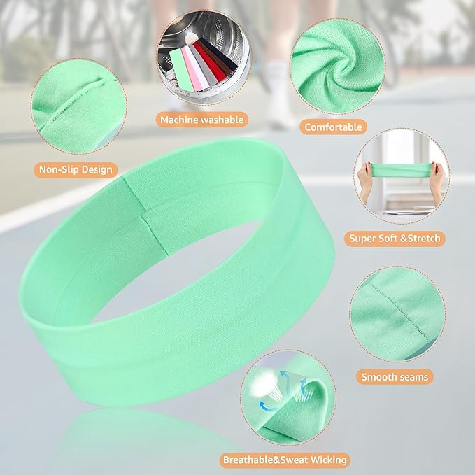 Headbands for Women Non Slip - 7PCS Fashion Sports Hair Bands for Women's Hair, Soft Cotton Cloth Stretchy Headbands for Women for Workout Yoga Running