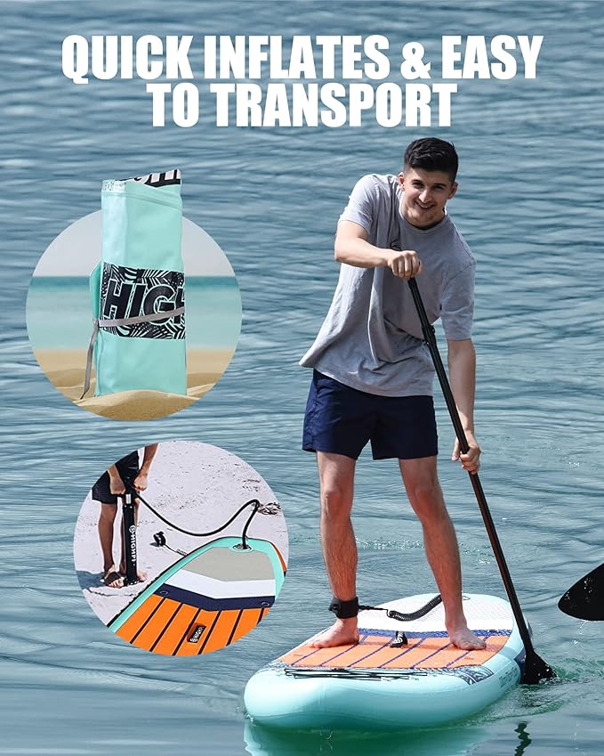Highpi Inflatable Stand Up Paddle Board for Youth and Adults – Wide Sup with Premium Accessories, Blow Up Paddleboard for Surfing, Fishing, Yoga & More