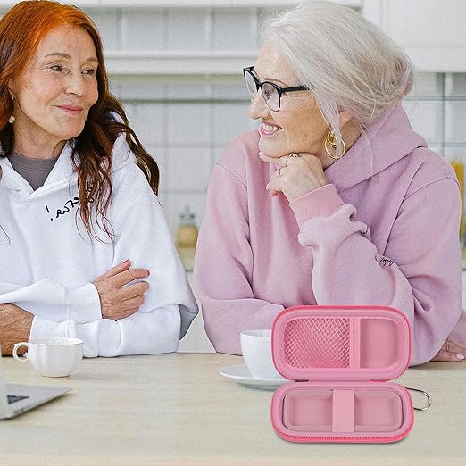Heart Rate Monitor Case for AliveCor for KardiaMobile 1L 6L Personal EKG Monitor Storage Holder Fits for Cardiac Mobile Portable Heart Rate Monitor Bag Organizer (Pill Box Included) Pink