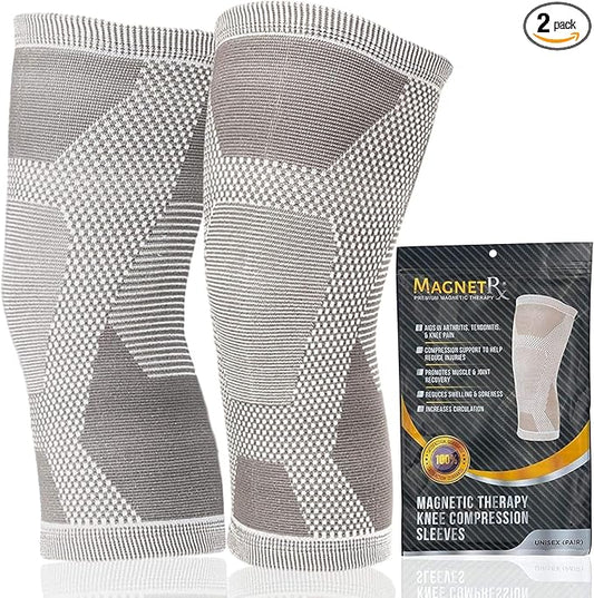 MagnetRX® Magnetic Knee Sleeve – (2-Pack) Effective Compression Knee Brace with Magnets for Knee Comfort & Recovery – Magnetic Knee Brace Support (Medium)