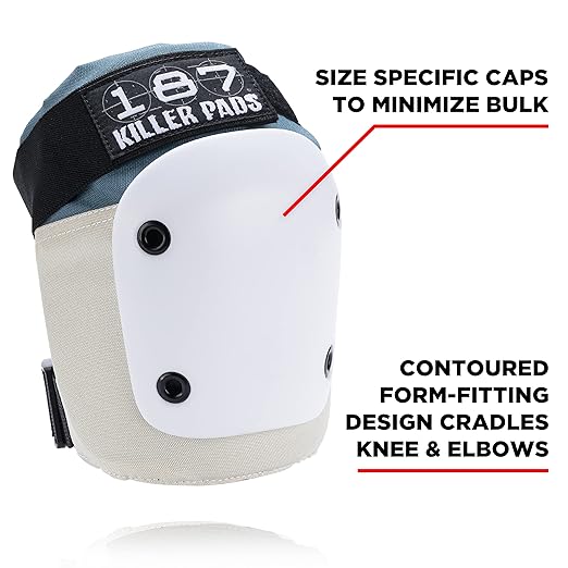 187 KILLER PADS Knee Pads, Elbow Pads Combo Pack, Stone Blue, Small/Medium