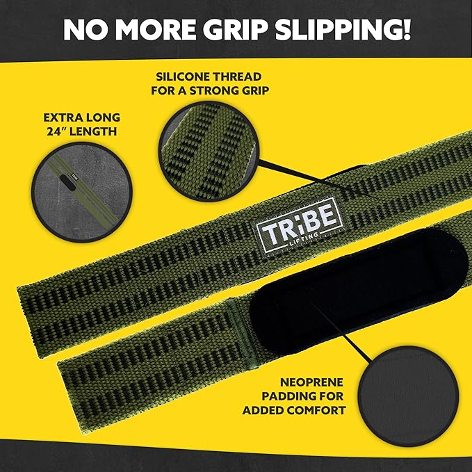Heavy Duty Wrist Wraps and Lifting Straps - 21" Wrist Wraps for Weightlifting Men and 24" Wrist Straps for Weightlifting with Silicone Grip and Padding - Weight Lifting Wrist Wraps and Deadlift Straps